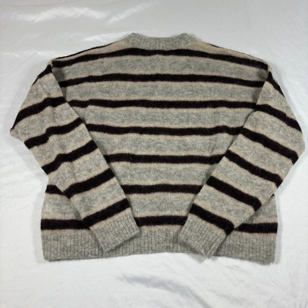 New Madewell Women's Oversized Alpaca Italian Yarn Blend Striped Sweater Medium